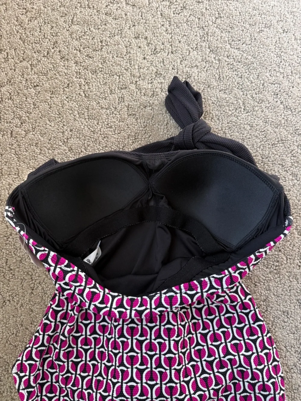 Lands End Geometric Retro One-piece Swimsuit Halter Bathing Suit Women SZ S NWT